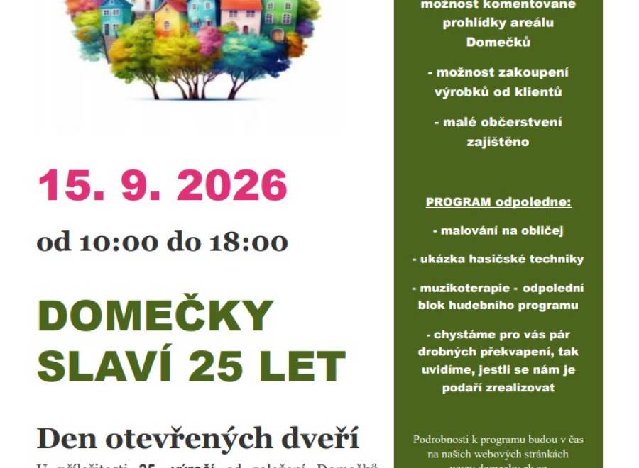Domečky slaví 25 let – Den otevřených dveří